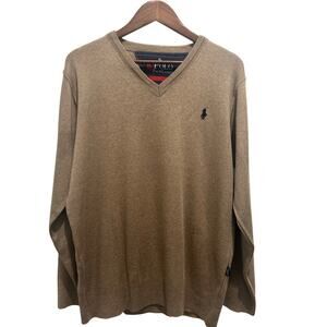 POLO RALPH LAUREN Men’s Cotton V Neck Sweater Camel Size XL Preppy